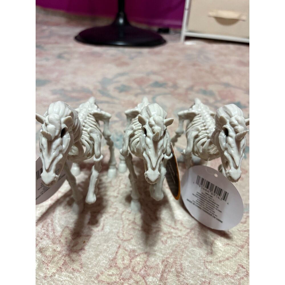 Set of 3 Halloween Unicorn Skeleton Figurines